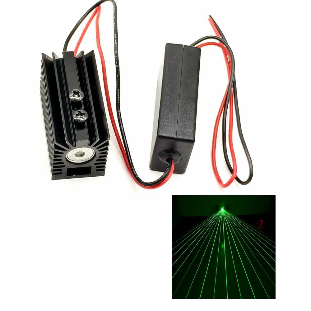 Diode Laser Module - โมดูลเลเซอร์ไดโอดแสงสีเขียวรูปพัดลม 532 นาโนเมตร 50 มิลลิวัตต์พร้อมฮีทซิงค์ DC12V