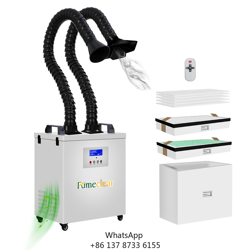 Industrial Laser Printer - เครื่องดูดควันและฝุ่นอุตสาหกรรมแบบดูดแรง พร้อมแขนคู่ สำหรับเครื่องแกะสลักเลเซอร์ เครื่องพิมพ์ 3 มิติ