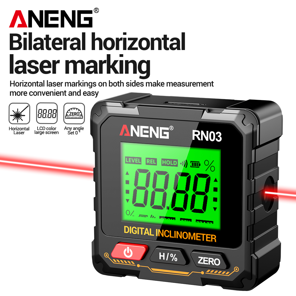 Industrial Laser Alignment Tool - เครื่องวัดมุมดิจิตอลแม่เหล็ก ANENG RN03 เครื่องวัดความเอียงด้วยเลเซอร์ ชาร์จไฟได้ผ่าน USB