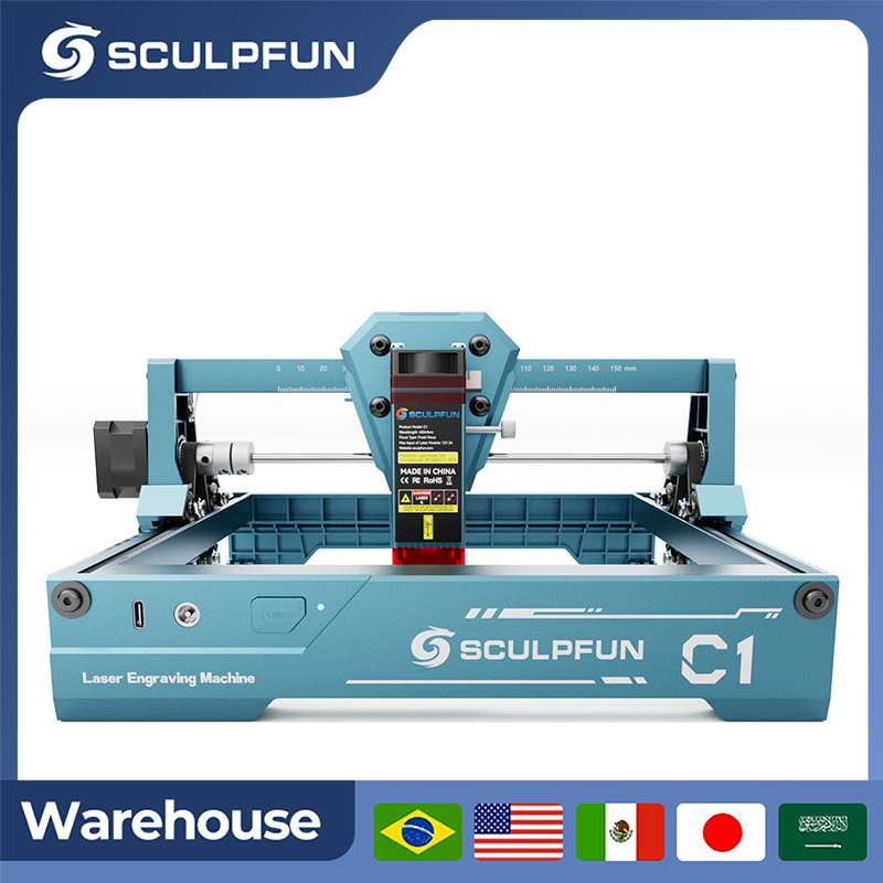 Fiber Laser Cutting Machine - เครื่องแกะสลักเลเซอร์พกพา Sculpfun 3W C1 Mini พร้อมจุดเลเซอร์ละเอียดพิเศษ