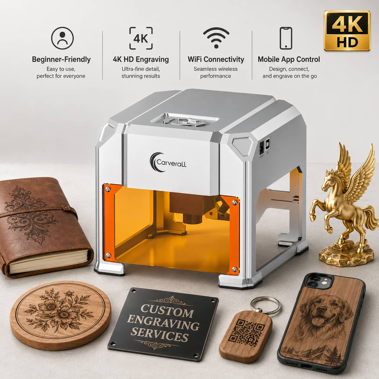 Fiber Laser Cutting Machine - เครื่องแกะสลักเลเซอร์ Carverall รุ่น K4 3W, A1