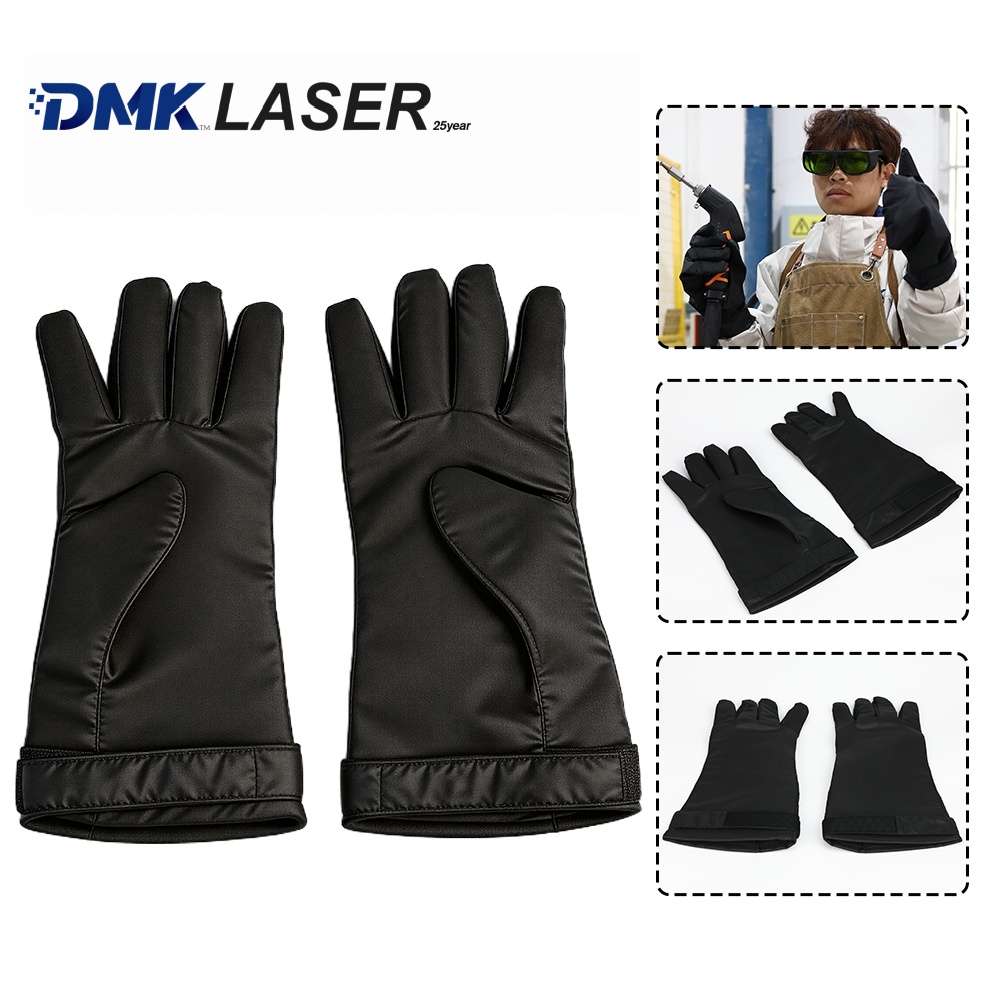 Fiber Laser Cutting Machine - ถุงมือป้องกันเลเซอร์ DMK สีดำ ถุงมือนิรภัย 75W/cm*cm สำหรับเครื่องเชื่อม/ตัด/ทำความสะอาดด้วยเลเซอร์ไฟเบอร์