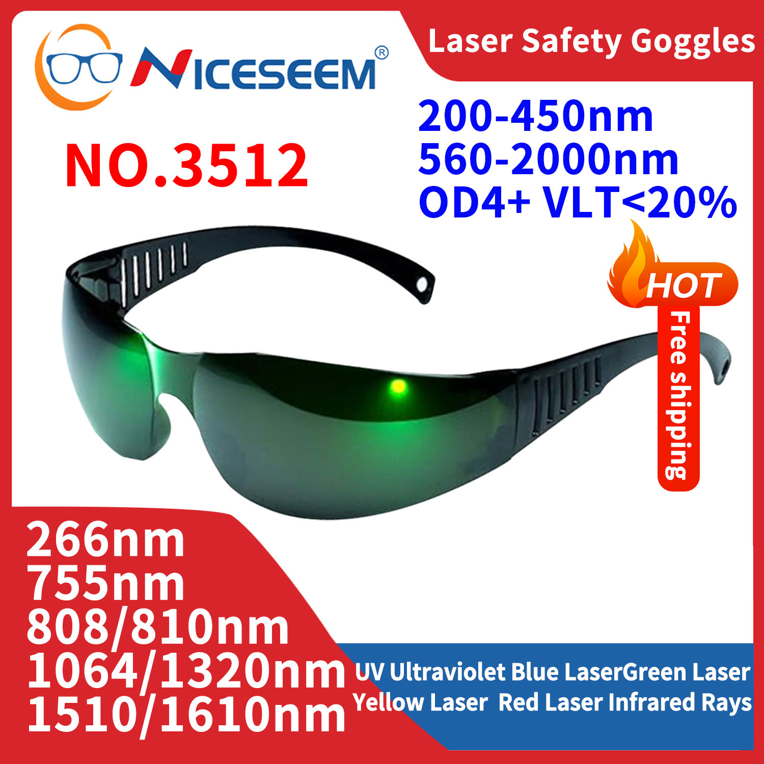 Industrial Laser Glasses - แว่นตาป้องกันรังสี UV IR IPL ผม FPV