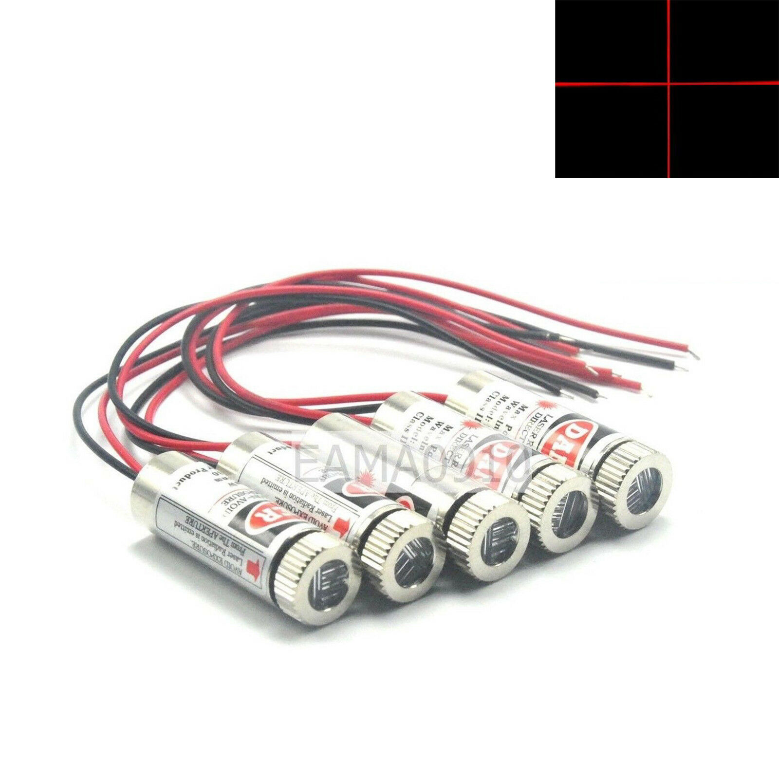 Diode Laser Module - 5ชิ้นโฟกัส3-5V 650nm 5MW โมดูลไดโอดเลเซอร์กากบาทสีแดง12X35มม. พร้อมคนขับ
