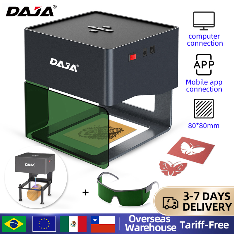 Fiber Laser Cutting Machine - DAJA DJ6 มินิแบบพกพาเลเซอร์แกะสลัก DIY เครื่องบลูทูธทาสีแท็กสุนัขกระดาษหนังไม้พลาสติกโลโก้เครื่อง CNC